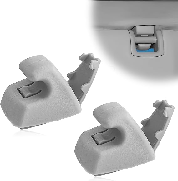 2PCS Interior Sun Visor Hook Clips, Sun Visor Support Clips Compatible with 2007-2013 Chevy Tahoe Silverado 1500, GMC Yukon Sierra 1500 Replacement # 15882854, Sunvisor Retainer Clips, Gray