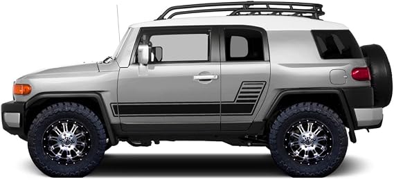 Gradient Side Stripe Graphics Kit 3M Vinyl Decal Wrap Compatible with Toyota FJ Cruiser 2007-2014 - Matte Black