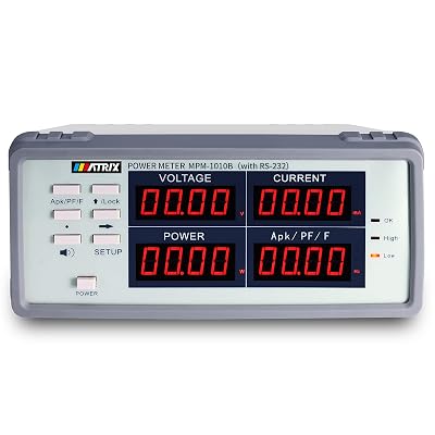 MATRIX High Precision Power Meter MPM-1010B, AC Wattage Meter Parameter Test with RS-232, Digital Power Meter with Alarm Function, Upper and Lower Limit Alarms Set 15hz-650hz,0.3w~3000w