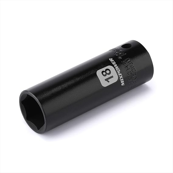 MIXPOWER 1/2-Inch Drive Deep Impact Socket - 18mm, Metric, CR-V, Deep, 1/2"Dr. 6 Point Socket