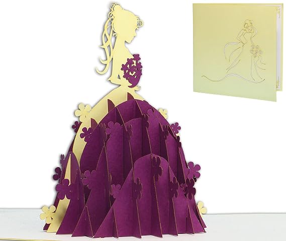 LIN 17338, pop-up card, princess, birthday, greeting cards, wedding cards, wedding invitation, greeting cards, bridal dresses, N224