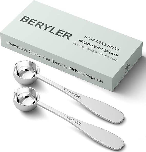 2PCS 1TSP(5ML) Measuring Spoon, 18/8(304) Stainless Steel Tablespoon