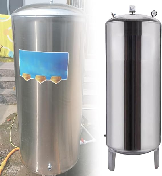 15 26 42 52 66 80Gal Well Pressure Tank - Vertical Stainless Steel Water Pressure Tanks for Tap Water Pressurization - Floor Standing Vertical Water Storage Containers for Well Pumps/ Water System(25.