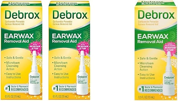 Debrox Ear Wax Removal Drops, Gentle Microfoam Ear Wax Remover, 0.5 Fl Oz, Pack of 2 + Debrox Ear Wax Removal Drops, 0.5 Fl Oz