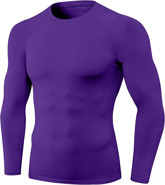 Yuerlian Compression Shirts Mens Long Sleeve Gym Running Base Layer Top