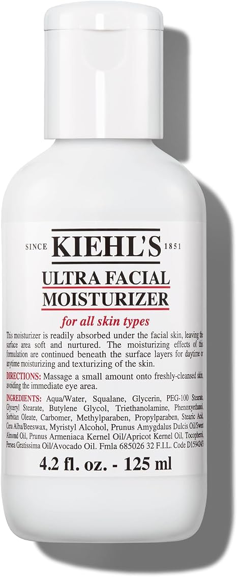 Kiehl's Ultra Facial Cream Face Moisturiser with Squalane and Glacial Glycoprotein, Provides Up to 72 Hour Hydration, Strengthens Skin Barrier, Fragrance-Free, All Skin Types