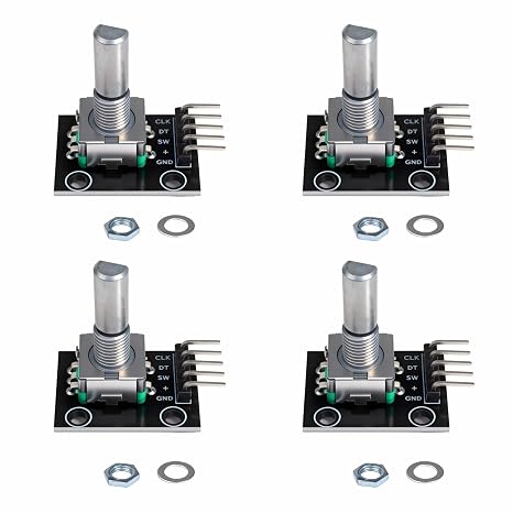 4 Pieces KY-040 Rotary Encoder Module Rotary Encoder 360° Rotary Encoder Module with Rotary Encoder & Potentiometer Button Static Torque Sensor for Electronics Arduino & Multimedia