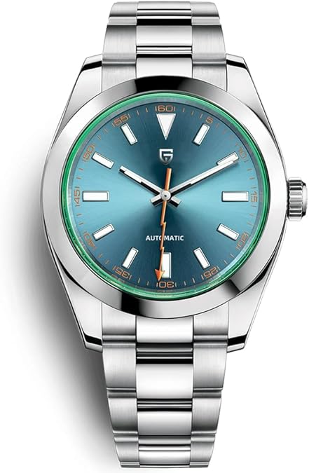 HaiQin Pagani Design 1733 Automatic Watches for Men Japan Self Winding Movement Green Glass Lightning Pointer Stianless Steel Band 100M Waterproof Men 40mm Mechanical Watch