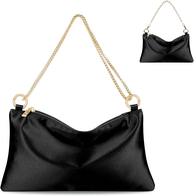 MGBPEI Women Satin Evening Handbag Wedding Prom Clutch Purse Formal Cocktail Party Clutches Shoulder Bag with 2 Bag Chains
