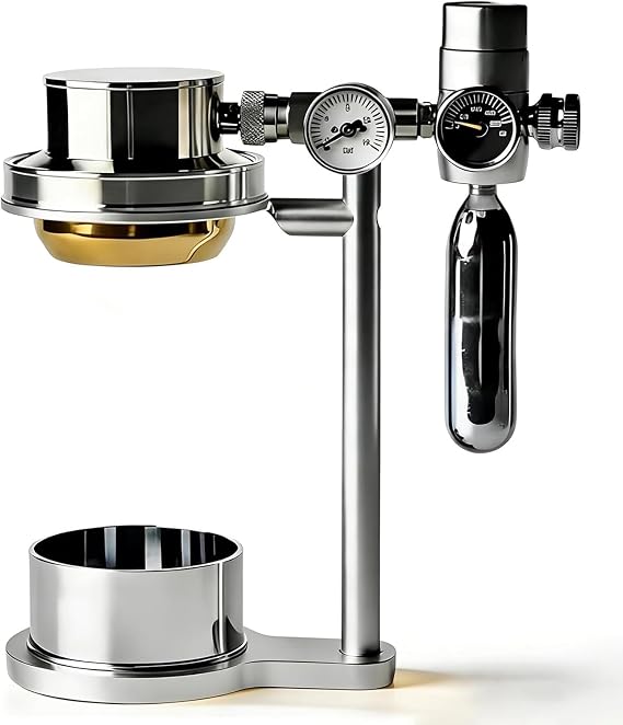 Pneumatic Coffee Maker, Stainless Steel Espresso Machine with Pressure Gauge, 9 Bar Fast Extraction for Commercial and Home Use