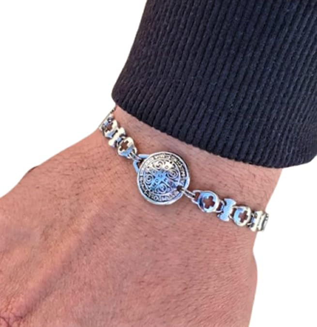 Patron Saint Medal Religious Bracelet Men Catholic Jewelry Gifts - St Benedict Michael Anthony Jude Christopher Charbel Sebastian Joseph Francis Padre Pio Peregrine