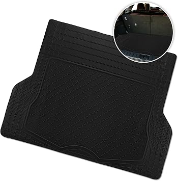 ZONETECH All Weather Rubber Semi Pattern Cargo Liner Trunk Floor Mat Premium Quality Black Heavy Duty Cargo Trunk Floor Mat