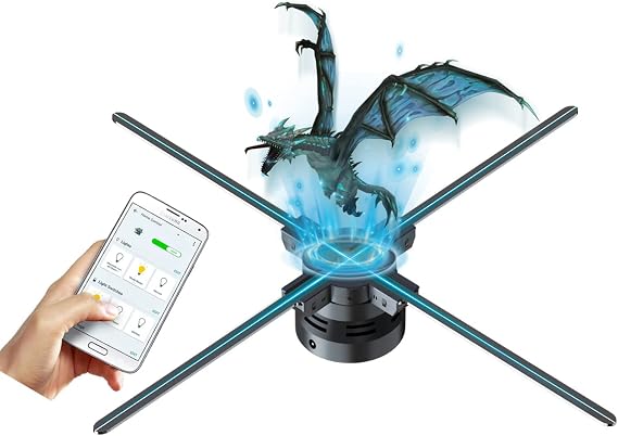 3DHologramFan,27.5"3DHologramFan with Remote/Bluetooth/WIFI/1500 Video Library,Missyou Holographic Fan with HD LED Holographic Christmas Tree Picture Fan Spinner Large for Shop/Bar/Halloween