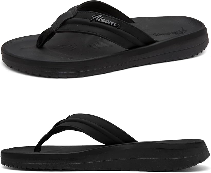 Men's Orthopedic Flip Flops with Arch Support - Non-Slip, Water-Friendly Comfort Beach Sandals - Plantar Fasciitis & Flat Feet Relief Summer Thong Slippers for Pool, Gym, Shower