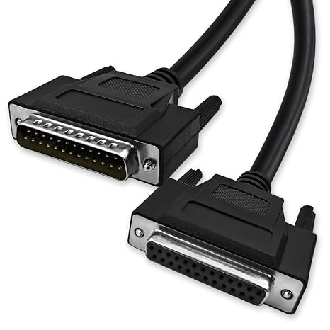 DB25 25 Pin 6.6 Feet(2 Meter) Two Row Straight Through Serial Cable, Double Shielded(Metal Braiding&AL-foil), Female to Male, Black, SC920S08FM