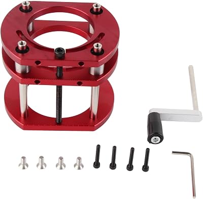 Router Lift Base Kit, Manual Aluminum Alloy Stainless Steel 4 Jaw Clamping, Router Table Saw Insert Base Plate, Router Table Lifting System Kit for Small Trimming Machines, Small Gong Machine, Red