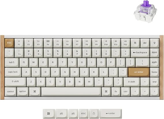 Keychron K2 HE RGB Manyetik Switch 2.4 GHz Kablosuz İngilizce Ahşap Kenarlı Beyaz Klavye