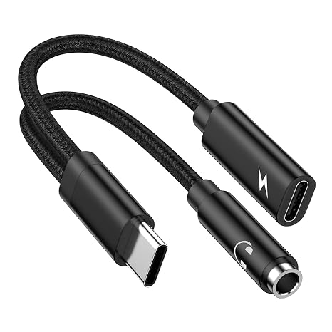 2 in 1 Samsung USB Type C to 3.5mm Headphone and Charger Adapter for Galaxy S26 Ultra/S24,60W PD USB C to Aux Audio Jack Dongle Cable Android Phone Fast Charging Cord for iPhone 17e,Google Pixel 10a
