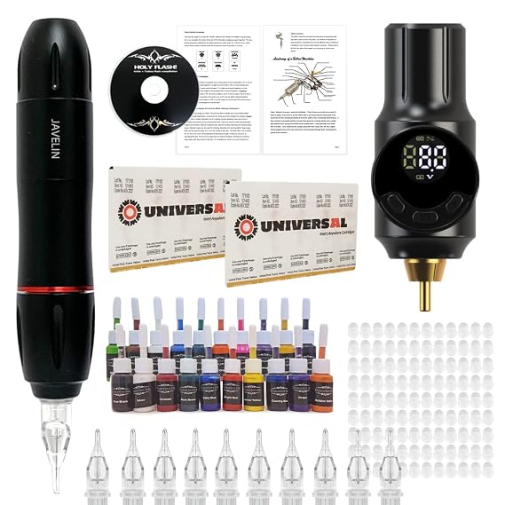 Javelin Freedom Portable Tattoo Pen Kit with 20 Truecolor Ink Set