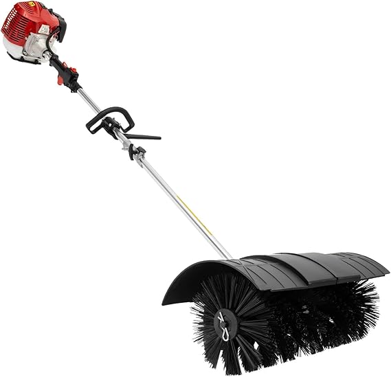 Gas Handheld Sweeper, 52cc 2Stroke 2.3HP Engine Power Snow Sweeping Broom Driveway Turf Lawns Artificial Grass Power Brush Lawn Sweeper Cleaner Tools