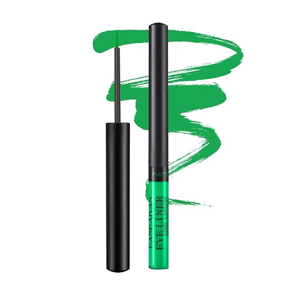 Coloured Eyeliner Set Bright Colors Eye Liner Liquid Colored Eyeliner Pen Eye Shadow Pencil Lip Liner Professional Eye Makeup Waterproof Smooth & No Fading for Women Make Up Eye (35-UV Green)