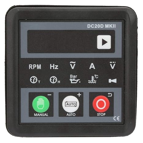 Generator Controller,DC20D MKII Electronic Generator Controller Module ,Control Panel for Engine or Generator, Auto Start/Stop, and Alarm Indication