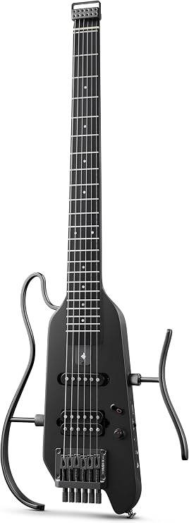 Donner HUSH X Headless Electric Guitar Kit for Travel Practice, Black