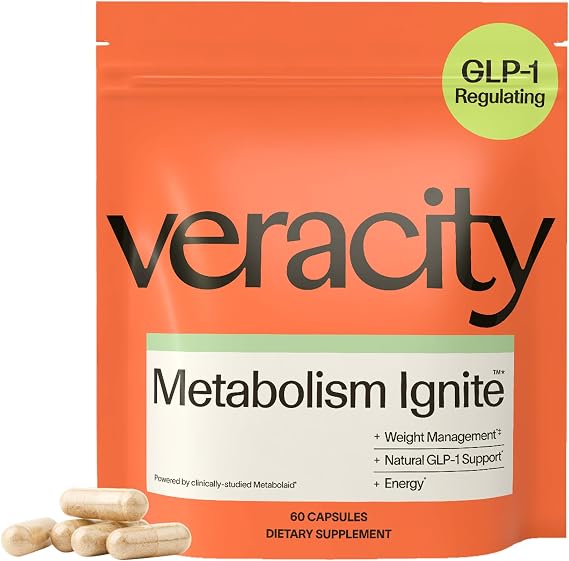 Veracity Metabolism Ignite - Boosts GLP-1 to Reduce Appetite and Cravings for Clinically Proven Weight Loss - Natural GLP-1 & Metabolic Support Supplement - Burns Fat - Side Effect Free - 30 Serving