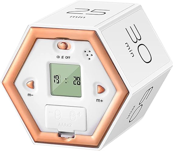 Productivity Timer, Silver Cube Timer Timer Cube Sensor Manager Timer (White)