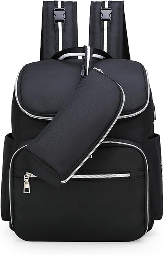Diaper Bag Backpack with Stroller Straps, USB Charging Port, Headphone Hole, Large Baby Diaper Changing Bag Backpack