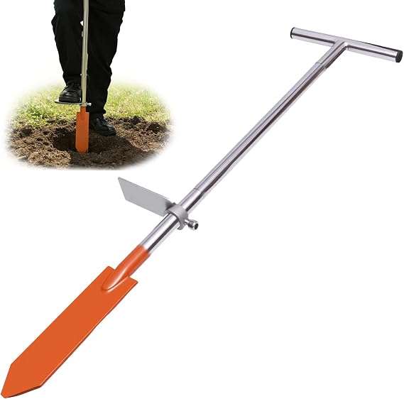 Dibble Bar T-Handle Planting Tool with Foot Pedal