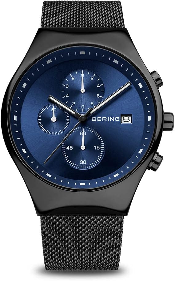 Bering Herren Quarz Uhr Armbanduhr 42 mm Edelstahlgehäuse und Zifferblatt Milanaisearmband Saphierglas 3 ATM 18842