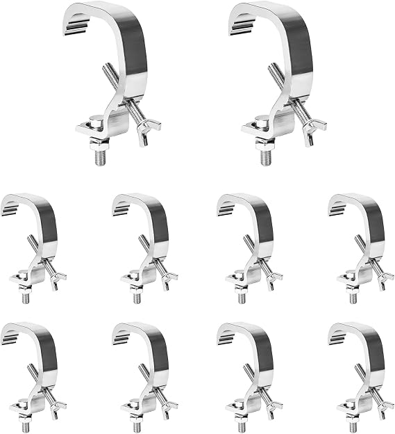 10 Pack STMIDVG Stage Light Clamp Hook,Aluminum Alloy Truss C-Clamp,Load Capacity 55LB Truss Clamp for DJ Lighting Par lights Sport Lights,Fit for 30-50mm OD tube/Pipe