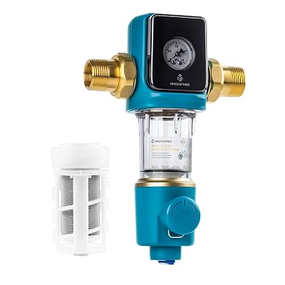 Automatic Cleaning Filter Screen, Spin Down Sediment Water Filter, 1 MNPT  34 FNPT, 300 Micron Reusable Whole House Water Filter System for Well Water with Built-in Housing Scraper