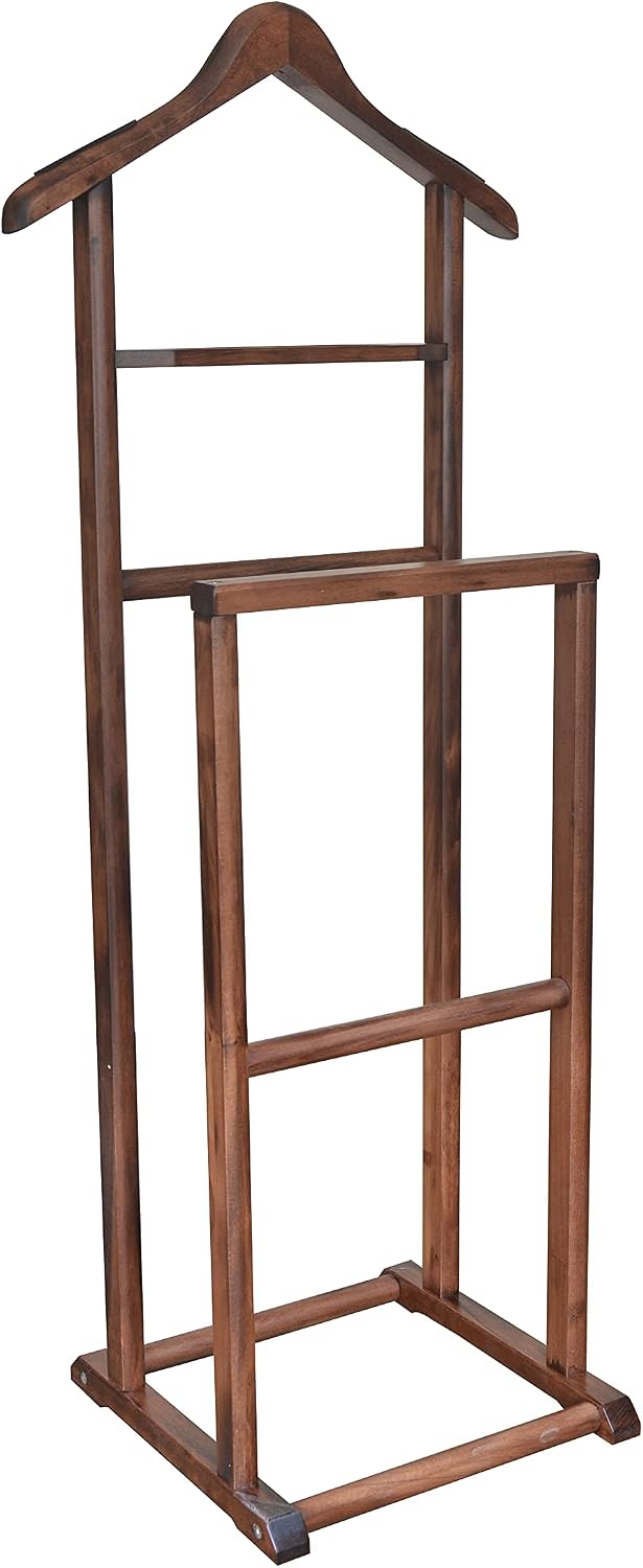 Nyn Wood Mute Servant Walnut Color Double Leg Hanger