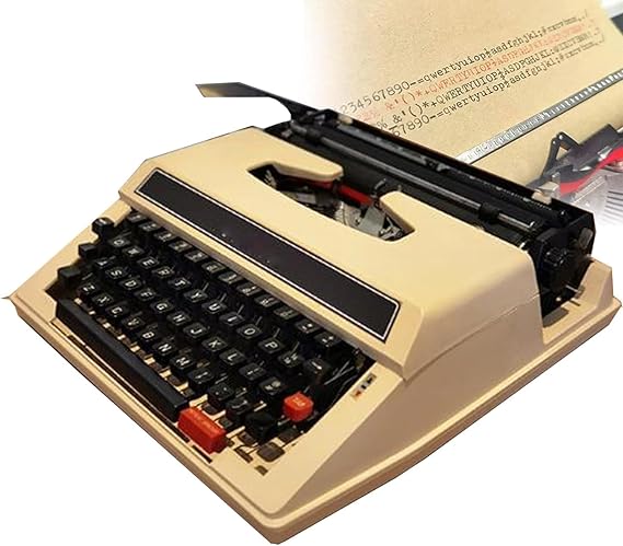 Classic Old Fashioned Manual Typewriter - Portable & Easy To Use - Includes Ribbon Set - Machinery Typewriter