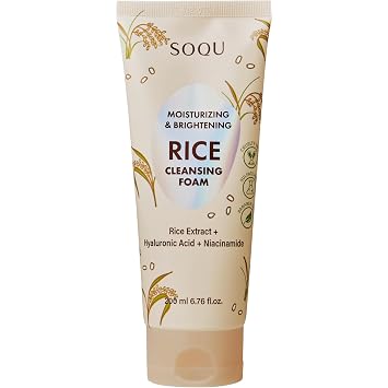 Rice Foam Cleanser with Niacinamide & Hyaluronic Acid Gentle Korean Face Wash for Hydrating & Brightening Made in Korea 200ml
