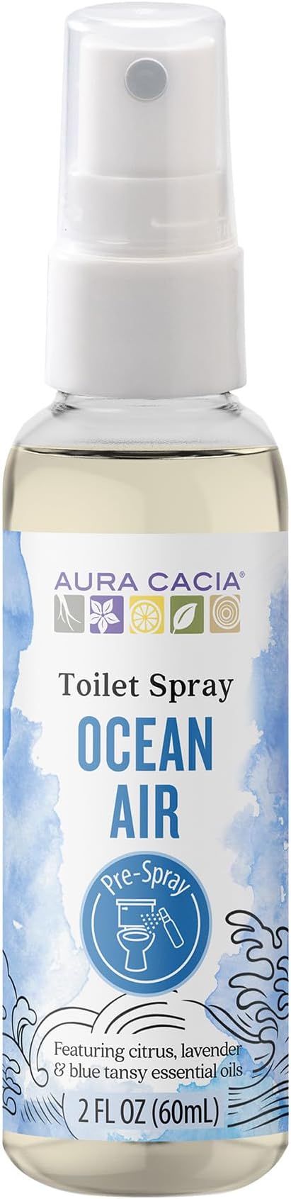 Aura Cacia Ocean Air Toilet Spray 2 Fl. oz. - Light Aroma, No Synthetic Fragrances
