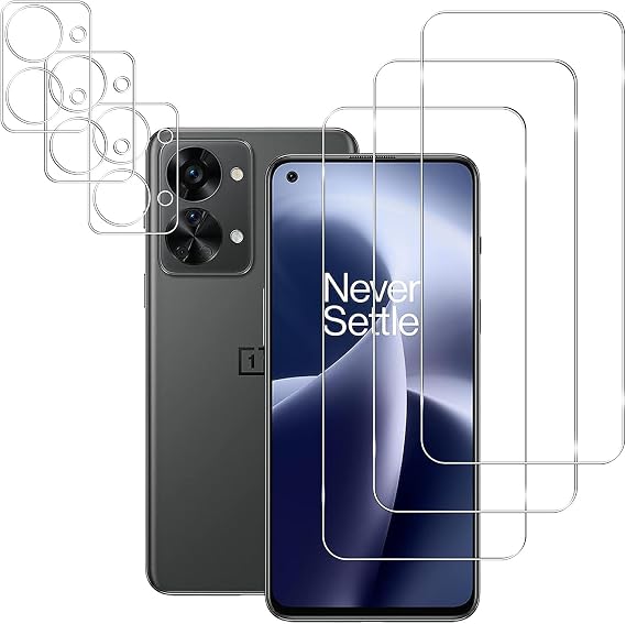 [3+3 Pack] Screen Protector and Camera Lens Protector for OnePlus Nord 2T 5G, HD Anti-Scratch Anti-Fingerprint Tempered Glass Screen Protector, for OnePlus Nord 2T 5G