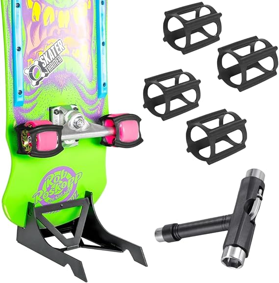 Skateboard Gift Package Accessories with Skater Trainers, Origami Stand, and Free Skate Tool - Learn Tricks Faster, Store Your Board, and get a T-Tool to Tune Up Your Ride