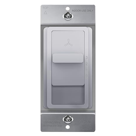 TOPGREENER 3-Speed Ceiling Fan Control Switch, Single Pole, 2.5A, Silver