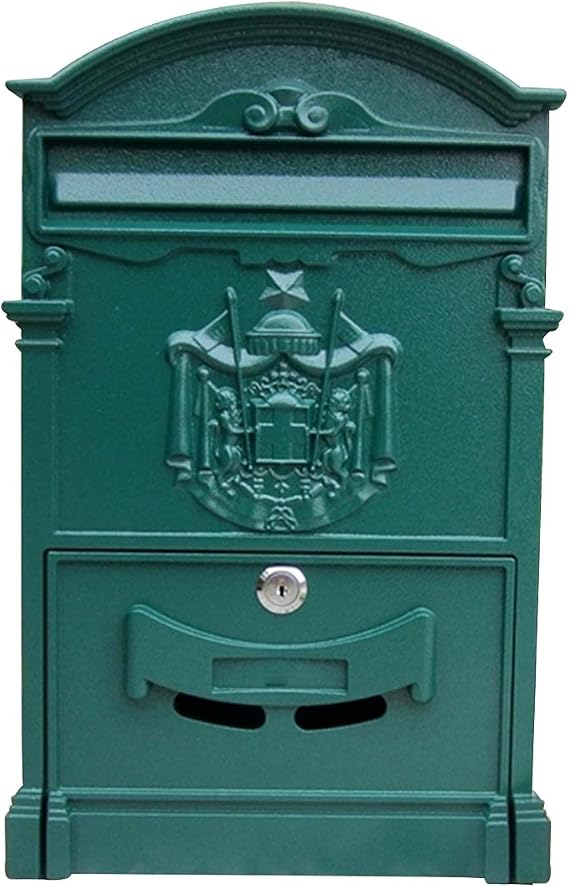 Vintage Mailbox for Post Retro Style Mailbox that Locks,Wall-Mount Mailbox on House or Office (Dark Green)