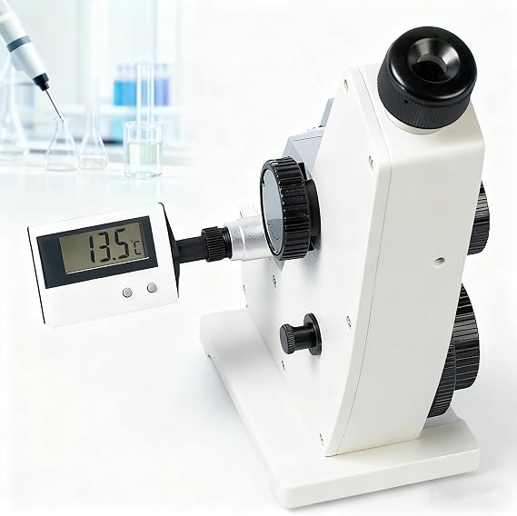 Monocular Abbe Refractometer, Digital Abbe Refractometer, 0-95% Brix Measurement, 1.3000-1.7000 ND, 0.0002 Accuracy, for Laboratory and Research