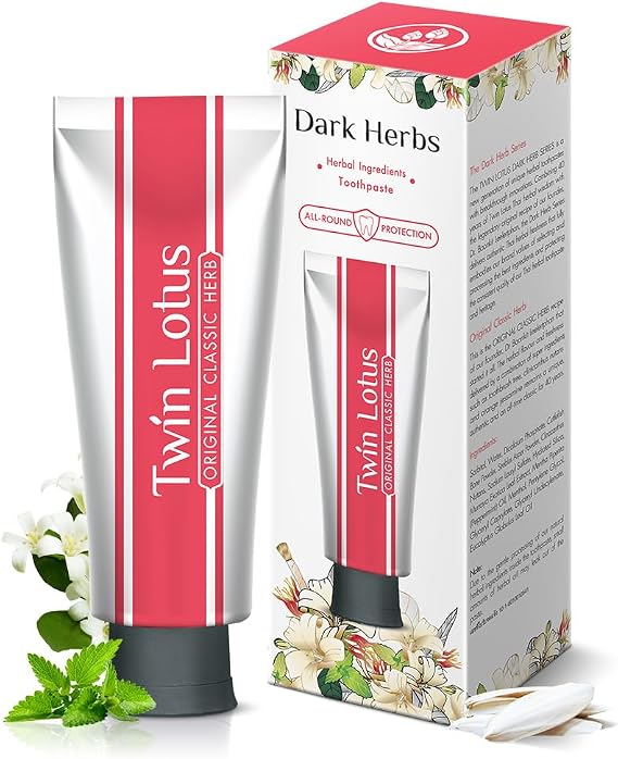 Twin Lotus Original Classic Herb Toothpast,Fluoride Free,No Triclosan and GMO,Improve Gum Health,Minty Fresh Flavor,Orange Jasmine,3.52oz 1 PK,Improve Dental Health Relieve Oral Health