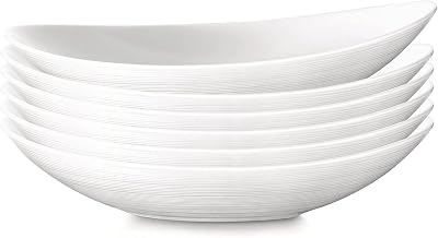 Bormioli Rocco Prometeo 9 Soup and Pasta Plates Opal Glass Dinnerware, White, Set of 6