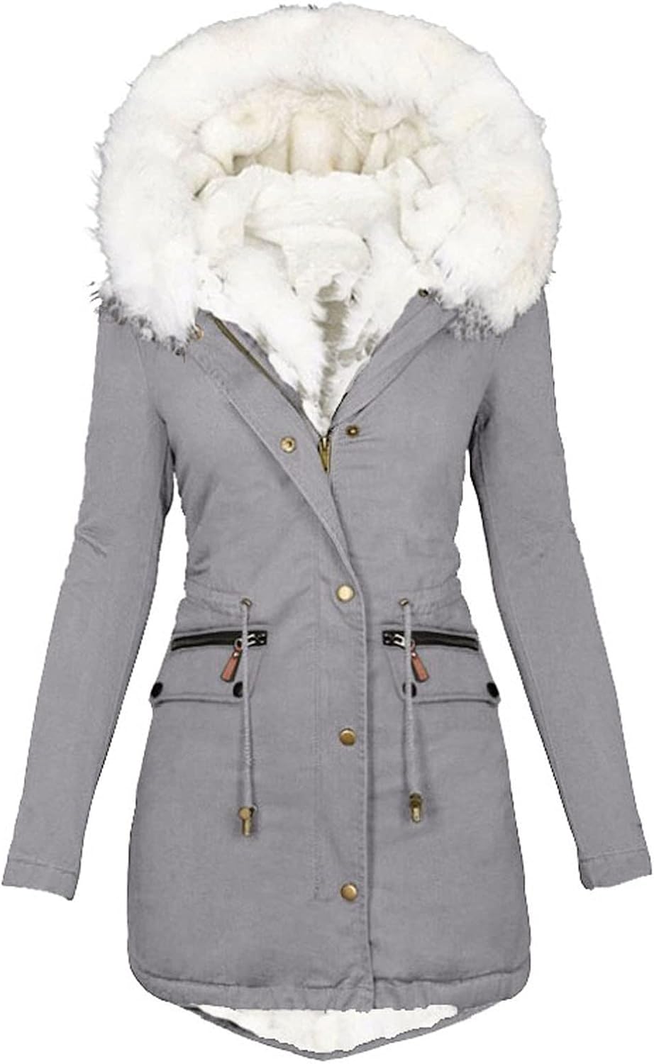 Winter Coats for Women 2025 Trendy Thicken Fleece Lined Parkas Anoraks Warm Cotton Jacket Coats with Faux Fur Hood