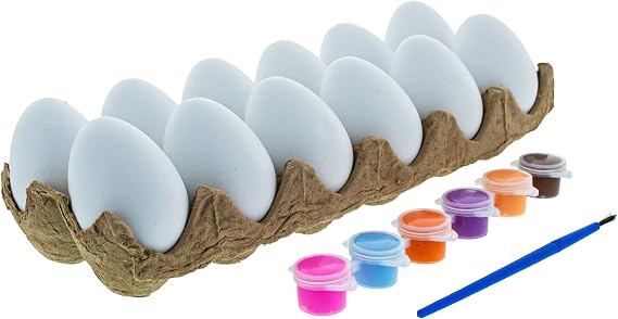 Easter Egg Painting Kit White Blank Plastic Eggs with Paints & Brush DIY