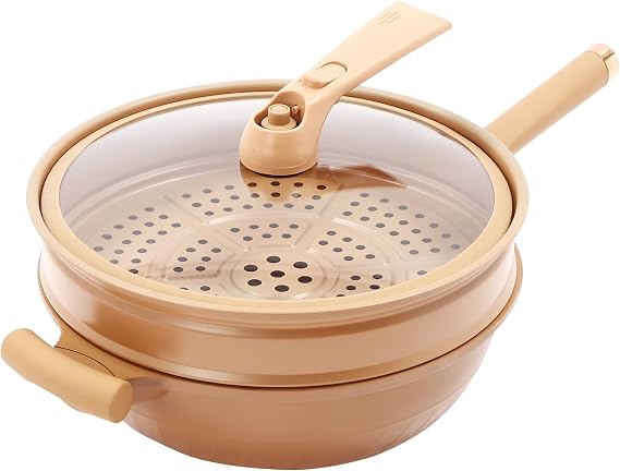 Micro Pressure Cooker Multifunctional Non-stick Clay Pot with Steamer Basket 12.6 Inch Steamer Micro Pressure Pot for Home Kitchens, Restaurants, Flats