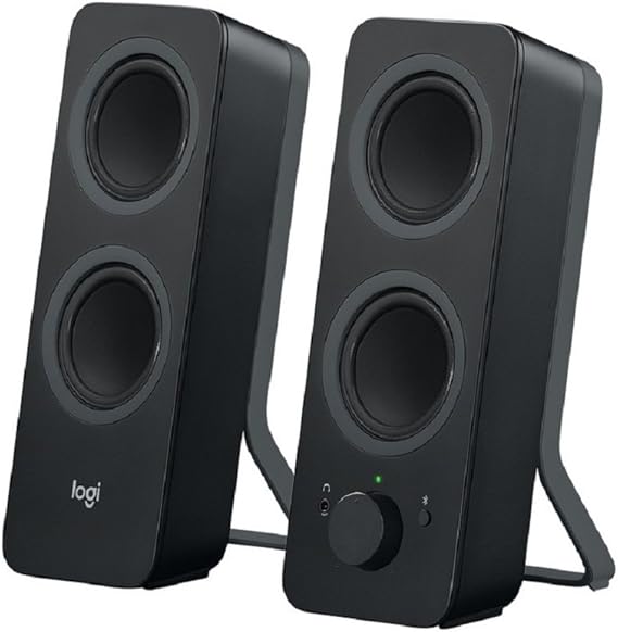 Logitech Z207 Wireless Bluetooth PC Speakers | Stereo Sound, 10 Watts Peak, 3.5mm Input, Headphone Jack, Multi Device, Easy Switch, UK Plug, PC/TV/Mobile - Black