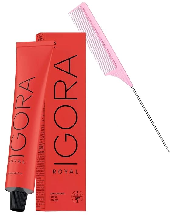 IGORA ROYAL by Schwarzkapf Professional PERMANENT Creme Hair Color Dye, 100% Coverage Cream Haircolor, Newest 2024-2025 Version (w/SIeekshop PINK Comb) (4-63 Medium Brown Chocolate Matte)